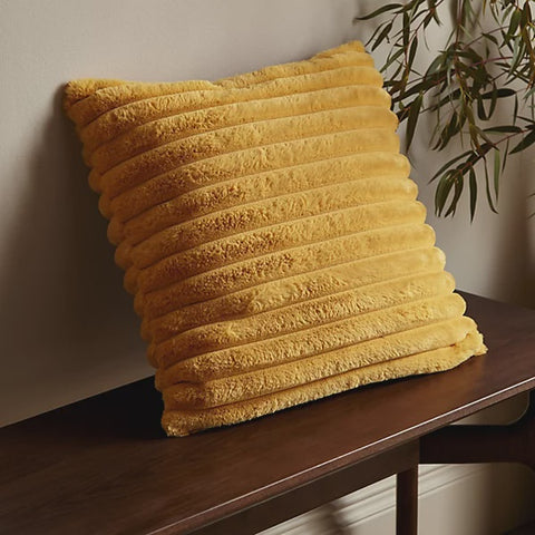 COSY RIBBED CUSHION MUSTARD 45CMS