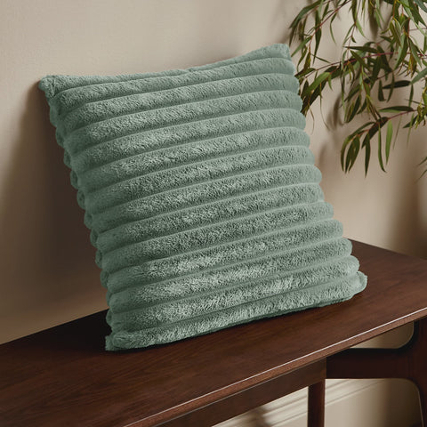 COSY RIBBED CUSHION GREEN 45CMS