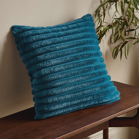 COSY RIBBED CUSHION TEAL 45CMS