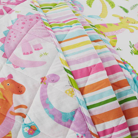 DAISY DINO QUILTED THROW  150X200CMS