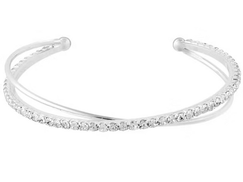 IBAN1853 SILVER CRYSTAL CRISS CROSS CUFF BANGLE