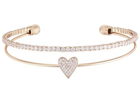 IBAN1861 GOLD CRYSTAL HEART CUFF BANGLE