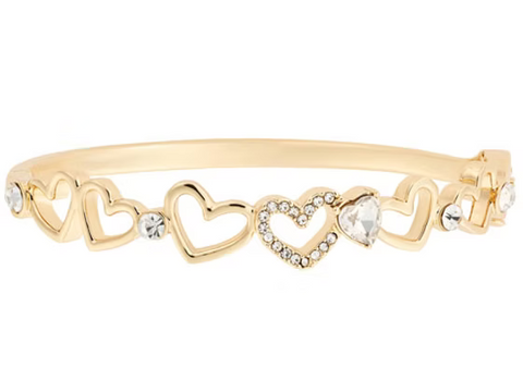IBAN1889 GOLD MULTIPLE HEARTS CRYSTAL HINGE BANGLE