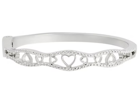 IBAN1890 RHODIUM HEARTS BANGLE