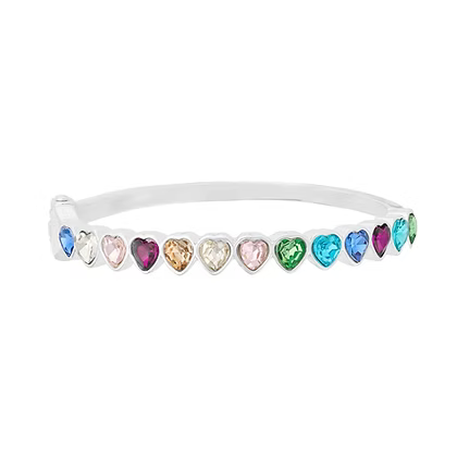 IBAN1908 SILVER MULTI CRYSTAL HEARTS HINGE BANGLE