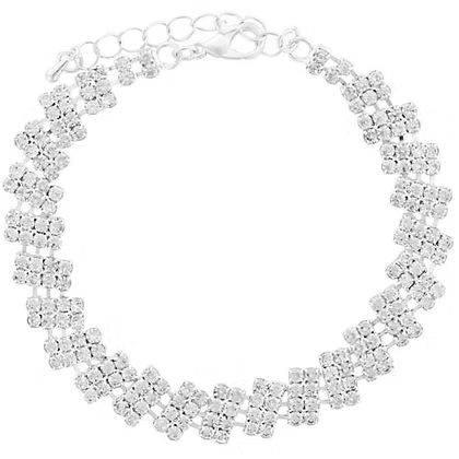IBRA1398 RHODIUM MULTI CRYSTAL BRACELET