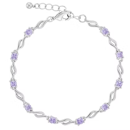 *IBRA1417 RHODIUM LILAC  CUBIC ZIRCONIA BRACELET