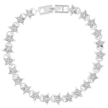 IBRA1424 RHODIUM CRYSTAL STARS BRACELET
