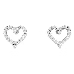 IEAR1124 HEART CUBIC ZIRCONIA RHODIUM EARRINGS