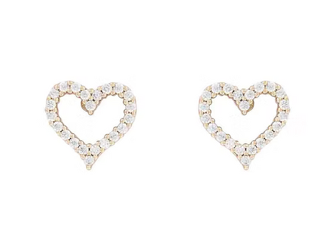 IEAR1125 HEART CUBIC ZIRCONIA GOLD EARRINGS