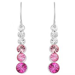 IEAR1170 SILVER CRYSTAL LIGHT ROSE FUSCHIA EARRINGS
