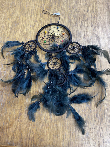 DREAMCATCHER WITH FEATHERS 12CMS BLACK