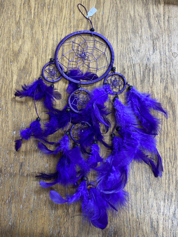 DREAMCATCHER WITH FEATHERS 12CMS PURPLE