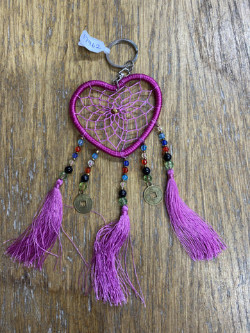 KEYRING DREAMCATCHER HEART SML PINK