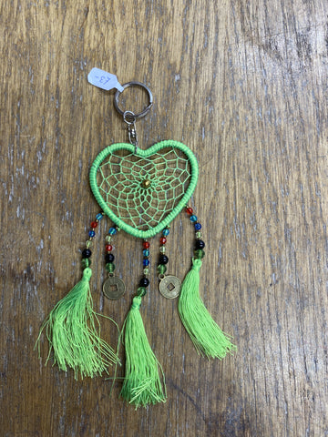 KEYRING DREAMCATCHER HEART SML LIME