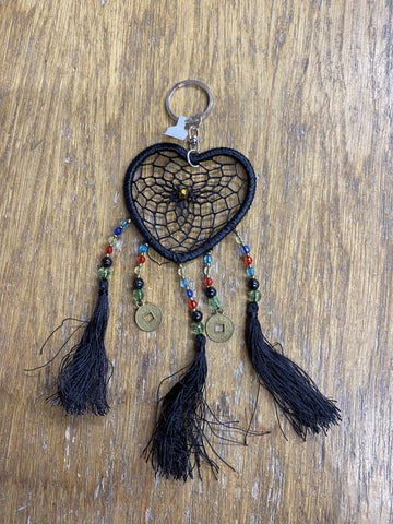 KEYRING DREAMCATCHER HEART SML BLACK