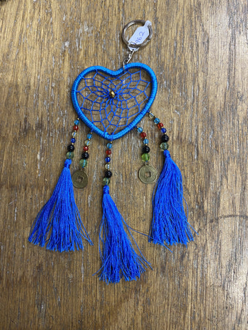 KEYRING DREAMCATCHER HEART SML ROYAL BLUE