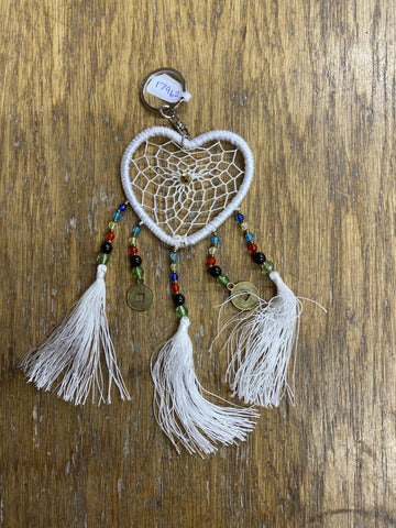 KEYRING DREAMCATCHER HEART SMALL WHITE