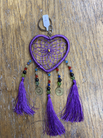 KEYRING DREAMCATCHER HEART SML PURPLE