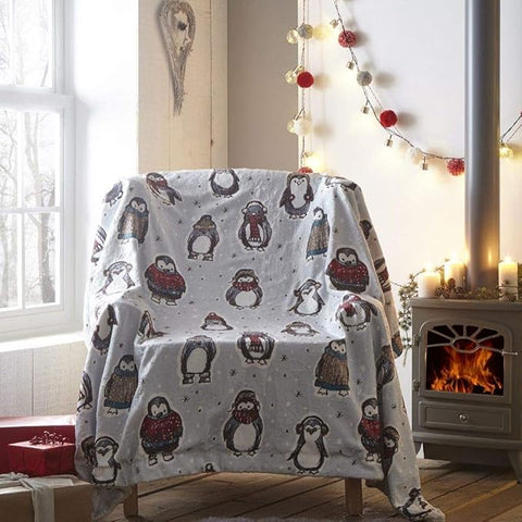SNOWY PENGUINS THROW 130X170
