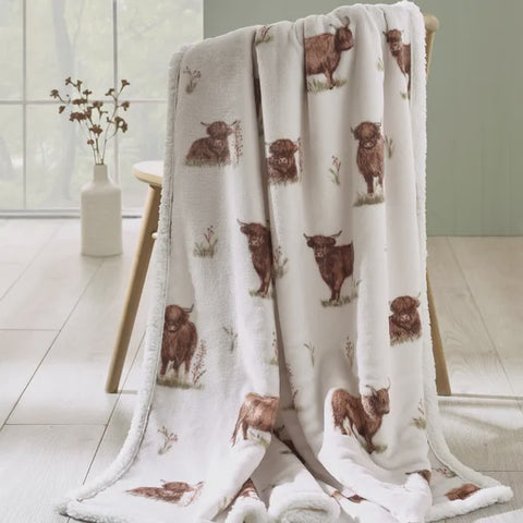 ANGUS HIGHLAND COW THROW 130X170CMS