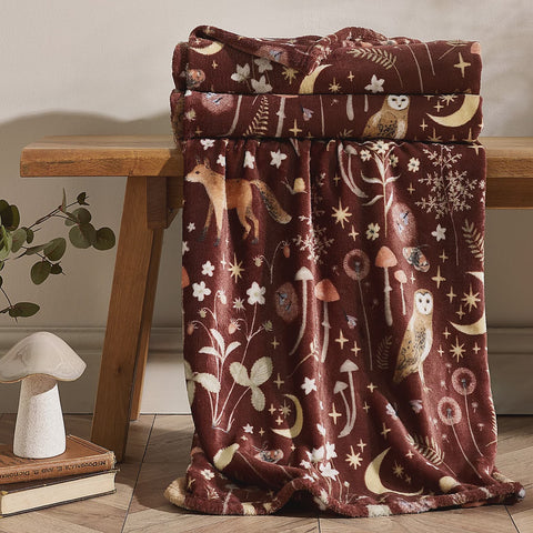 ENCHANTED TWILIGHT THROW CHOCOLATE  130X170CMS