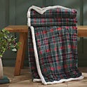 TARTAN SHERPA CHECK  GREEN THROW 130X170CMS