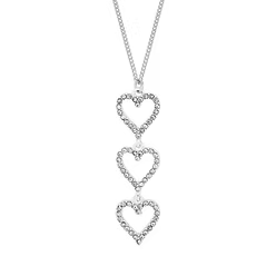 INEC4517 SILVER 3 CRYSTAL HEARTS NECKLACE