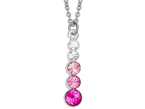 INEC4554 SILVER CRYSTAL LIGHT PINK FUSCHIA NECKLACE