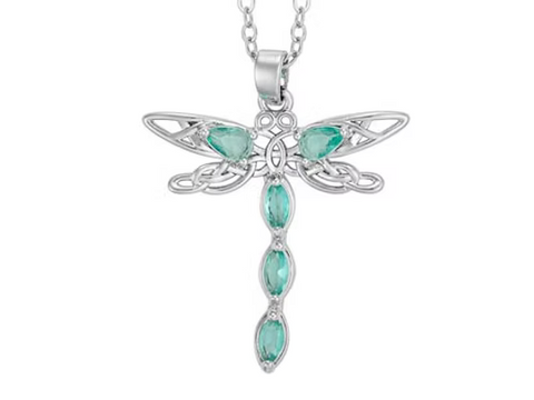 INEC4609 TURQUOISE GLASS DRAGONFLY NECKLACE