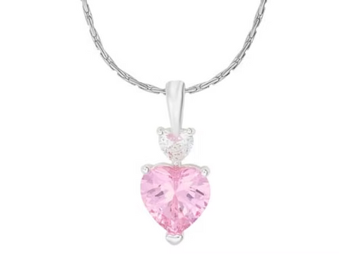 INEC4631 PINK CRYSTAL HEART NECKLACE
