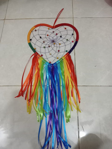 DREAMCATCHER RAINBOW HEART WITH RIBBONS