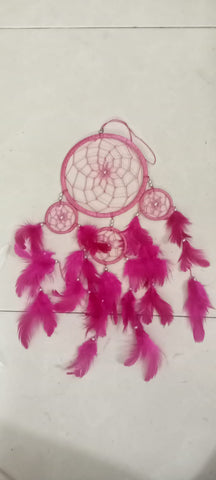 DREAMCATCHER 12CMS PINK WITH FEATHERS
