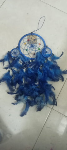 DREAMCATCHER 12CMS BLUE WITH FEATHERS