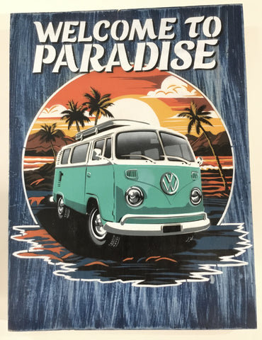 WELCOME TO PARADISE TURQUOISE VW SIGN