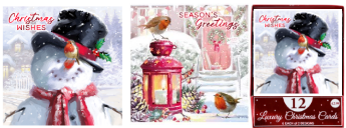 12 X SNOWMAN OR ROBIN CARDS