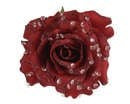 ROSE ON CLIP WITH GLITTER  RUBY