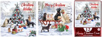 12 X XMAS DOGS CARDS