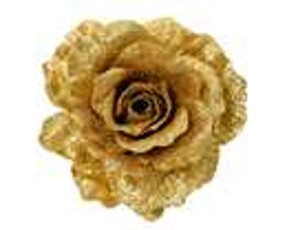 ROSE ON CLIP GOLD WITH GLITTER
