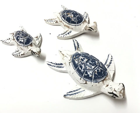 SET OF 3 BLUE TURTLES