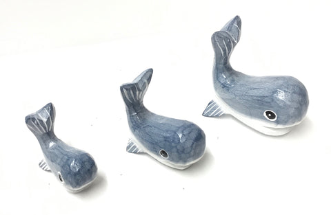 SET OF 3 SMALL BLUE  WHALES