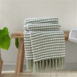STAB STITCH THROW SAGE 125X150CMS