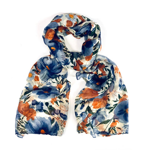 SCARF TERRACOTTA/BLUE POPPY