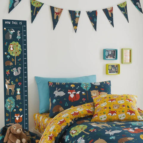 WOODLAND FRIENDS NAVY SINGLE QUILT SET