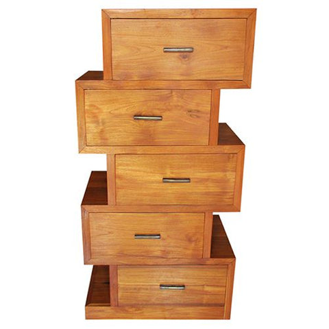 ZIG ZAG 5 DRAWER CABINET TEAK