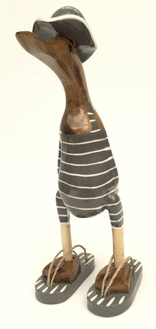 GREY STRIPED BATHING SUIT DUCK 25CMS