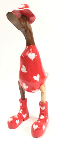 RED DUCK WITH WHITE HEARTS 25CMS
