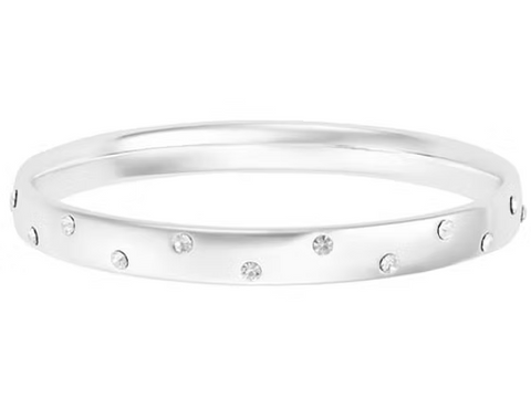 IBAN1939 RHODIUM SOLID  CRYSTAL BANGLE