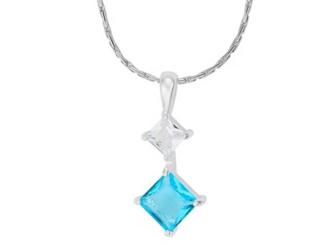 INEC4632  BLUE CRYSTAL DIAMOND NECKLACE