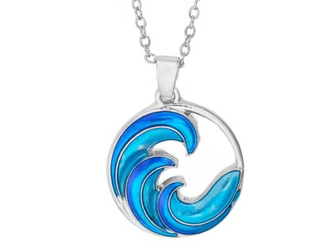 INEC4639 SILVER BLUE WAVE NECKLACE